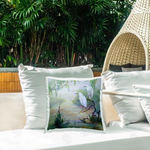 Stupell Industries Floy Zittin | Egrets & Marshland Edge Printed Throw Pillow