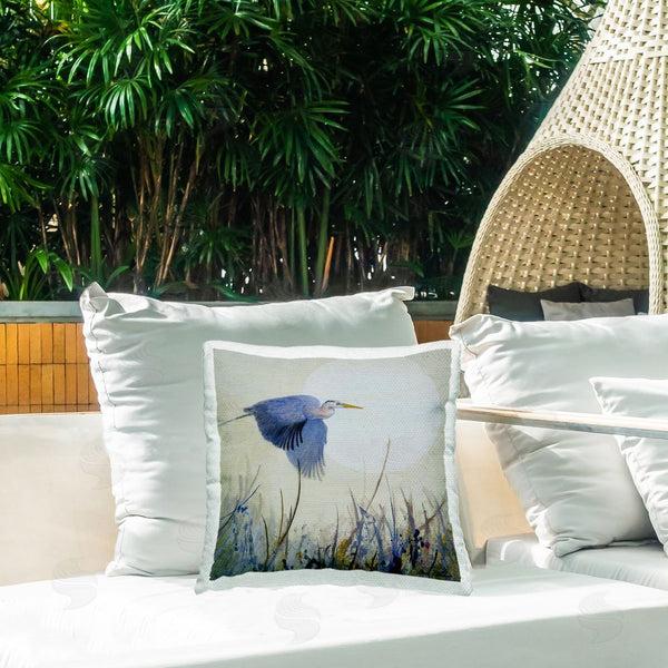 Stupell Industries Floy Zittin | Full Moon & Heron Printed Throw Pillow