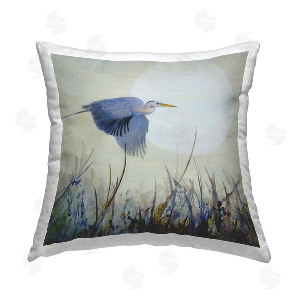 stupell industries Floy Zittin | Full Moon & Heron Printed Throw Pillow