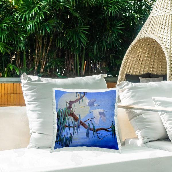 Stupell Industries Floy Zittin | Shining Moon & Birds Printed Throw Pillow