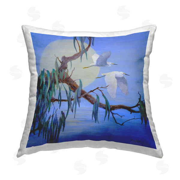 stupell industries Floy Zittin | Shining Moon & Birds Printed Throw Pillow