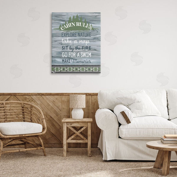Stupell Industries Fluidity/PDR LLC. | Cabin Rules With Rustic Pattern Wall Art
