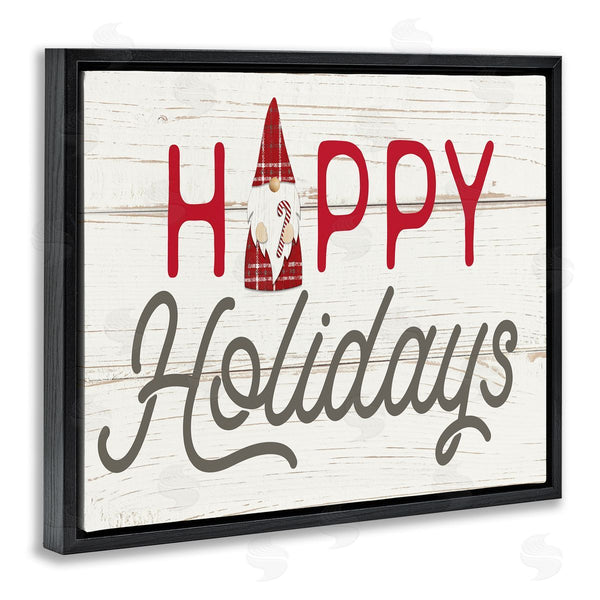 Stupell Industries Fluidity/PDR LLC. | Happy Holidays Phrase Festive Plaid Christmas Gnome