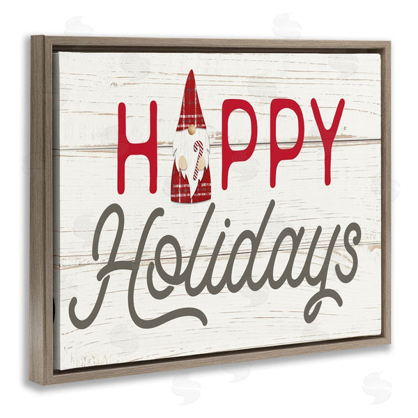 Stupell Industries Fluidity/PDR LLC. | Happy Holidays Phrase Festive Plaid Christmas Gnome