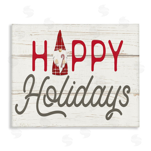 stupell industries Fluidity/PDR LLC. | Happy Holidays Phrase Festive Plaid Christmas Gnome