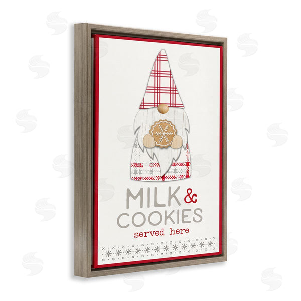 Stupell Industries Fluidity/PDR LLC. | Milk And Cookies Phrase Christmas Plaid Gnome