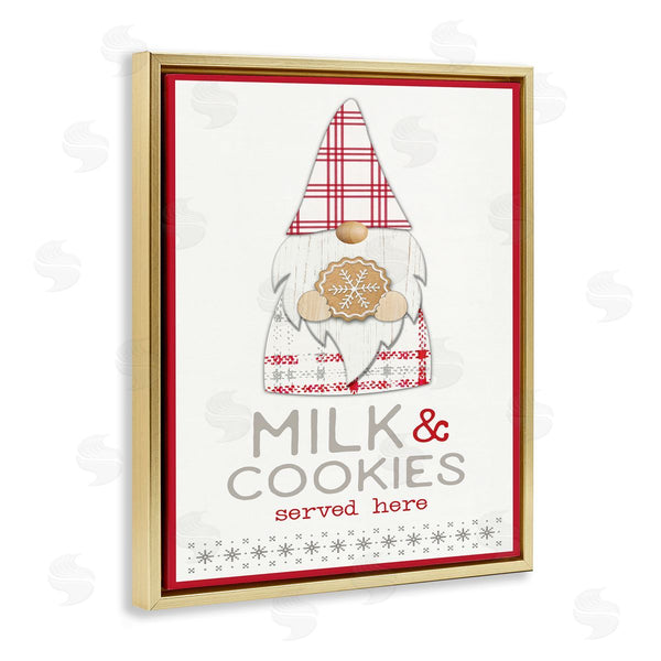 Stupell Industries Fluidity/PDR LLC. | Milk And Cookies Phrase Christmas Plaid Gnome