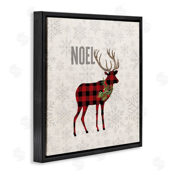 Stupell Industries Fluidity/PDR LLC. | Noel Phrase Patchwork Reindeer Christmas Snowflakes Wall Art