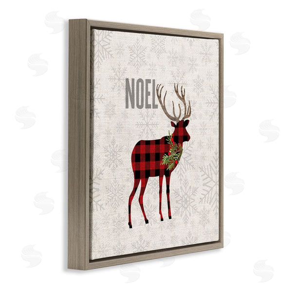 Stupell Industries Fluidity/PDR LLC. | Noel Phrase Patchwork Reindeer Christmas Snowflakes Wall Art