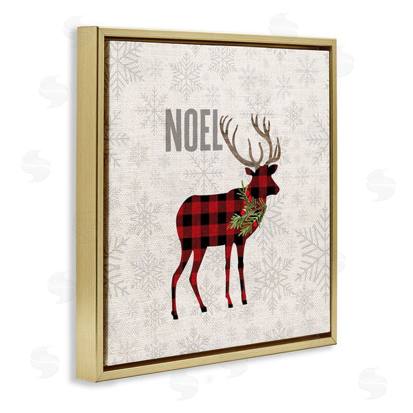 Stupell Industries Fluidity/PDR LLC. | Noel Phrase Patchwork Reindeer Christmas Snowflakes Wall Art