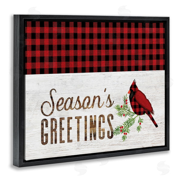 Stupell Industries Fluidity/PDR LLC. | Season's Greetings Phrase Red Patchwork Cardinal Bird