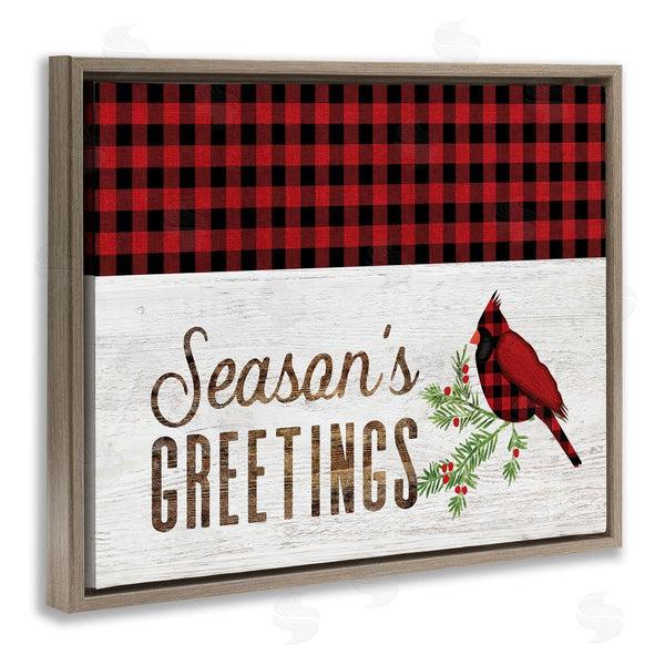 Stupell Industries Fluidity/PDR LLC. | Season's Greetings Phrase Red Patchwork Cardinal Bird