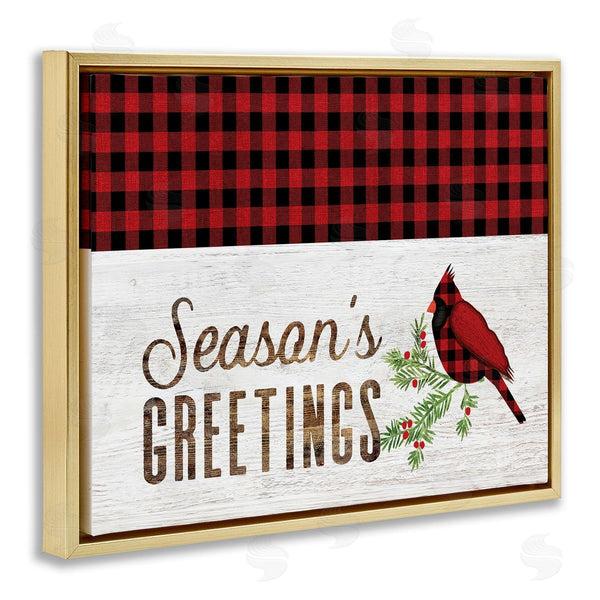 Stupell Industries Fluidity/PDR LLC. | Season's Greetings Phrase Red Patchwork Cardinal Bird