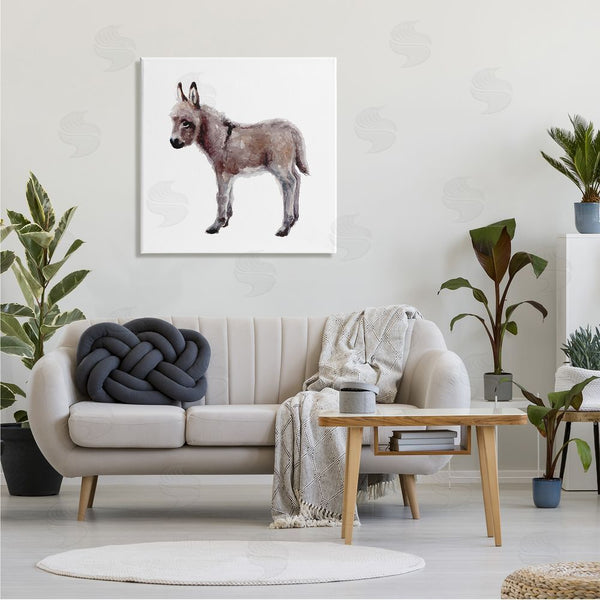Stupell Industries Fox Hollow Studios | Baby Donkey Watercolor Portrait Children's Nursery Animal Wall Art