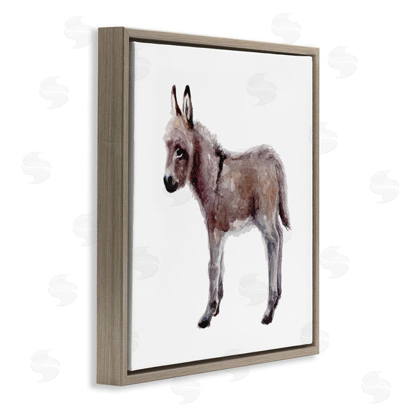 Stupell Industries Fox Hollow Studios | Baby Donkey Watercolor Portrait Children's Nursery Animal Wall Art