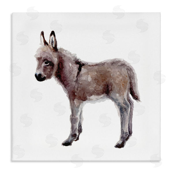 stupell industries Fox Hollow Studios | Baby Donkey Watercolor Portrait Children's Nursery Animal Wall Art