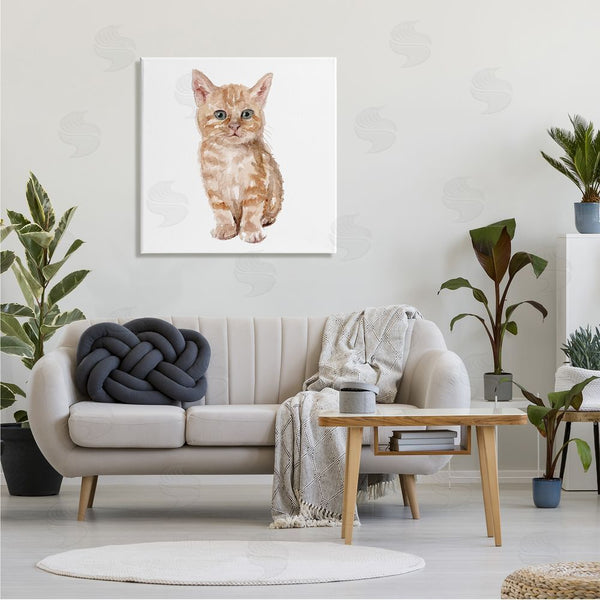 Stupell Industries Fox Hollow Studios | Tabby Cat Kitten Watercolor Portrait Nursery Animal Wall Art