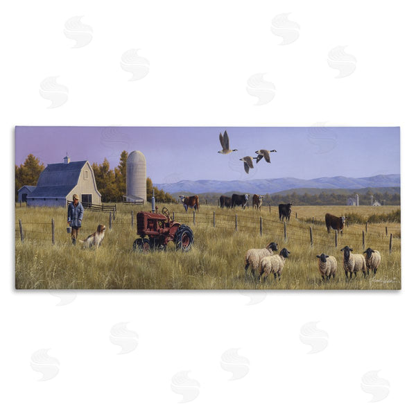 stupell industries Frank Parker (Young) | Geese Over Lush Farm Scene Wall Art