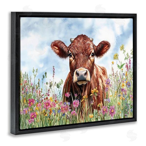 Stupell Industries Franklyn Gregory | Angus Cow In Field Of Flowers