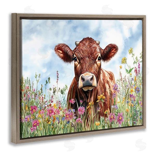 Stupell Industries Franklyn Gregory | Angus Cow In Field Of Flowers