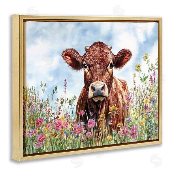 Stupell Industries Franklyn Gregory | Angus Cow In Field Of Flowers