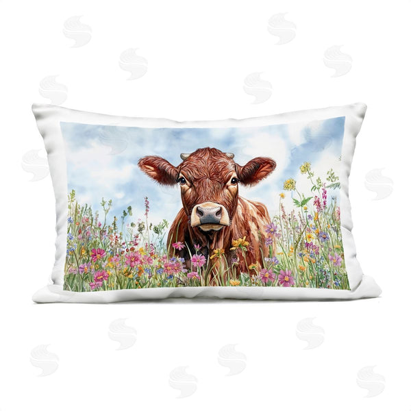 Stupell Industries Franklyn Gregory | Angus Cow In Field Of Flowers Printed Throw Pillow