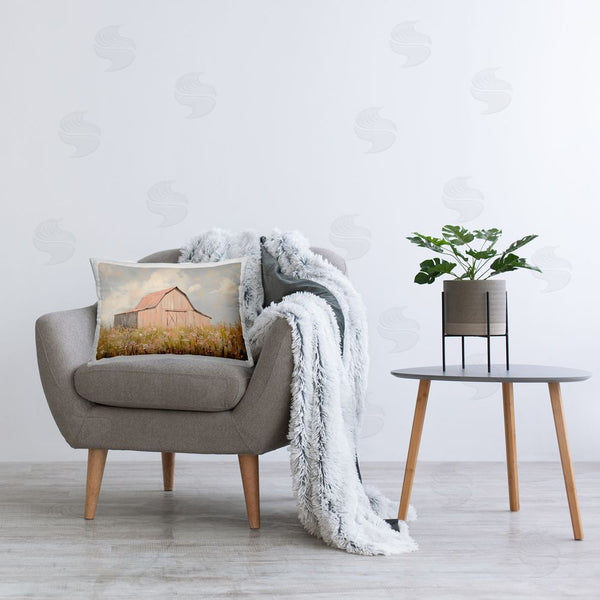 Stupell Industries Franklyn Gregory | Blush Pink Barn Printed Throw Pillow