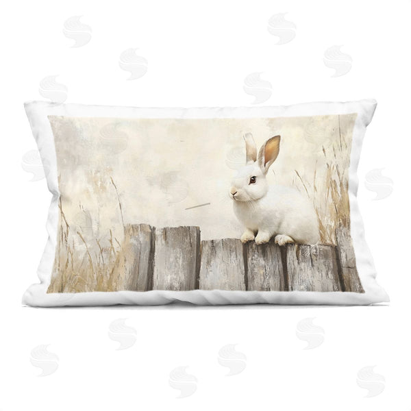 stupell industries Franklyn Gregory | Bunny On The Fence Printed Throw Pillow