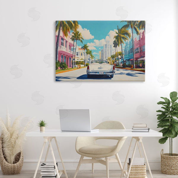 Stupell Industries Franklyn Gregory | Classic Car In Tropical Town Wall Art