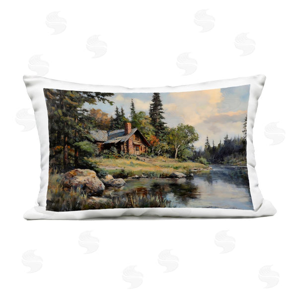 Stupell Industries Franklyn Gregory | Creek Cabin Woodland View Printed Throw Pillow