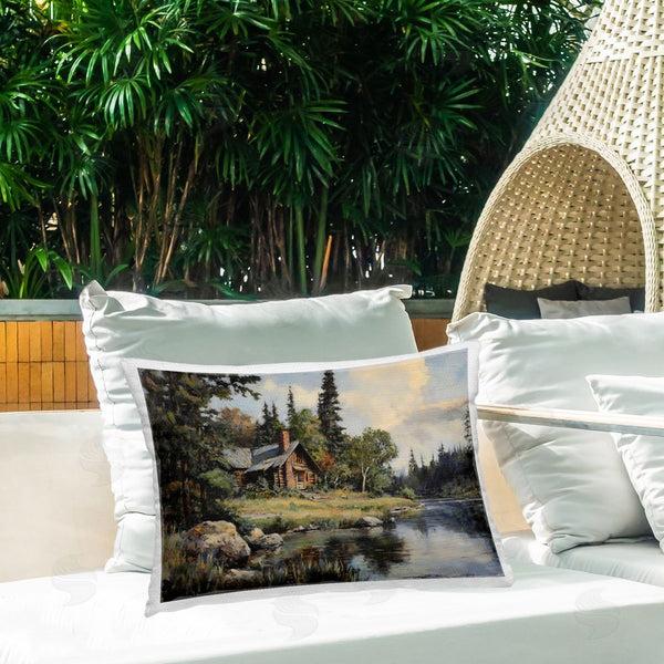 Stupell Industries Franklyn Gregory | Creek Cabin Woodland View Printed Throw Pillow