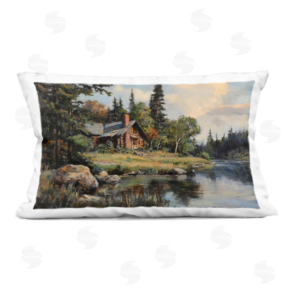 stupell industries Franklyn Gregory | Creek Cabin Woodland View Printed Throw Pillow