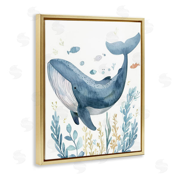 Stupell Industries Franklyn Gregory | Curved Blue Whale Wall Art