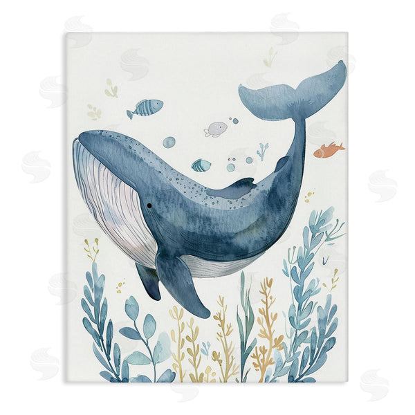 stupell industries Franklyn Gregory | Curved Blue Whale Wall Art