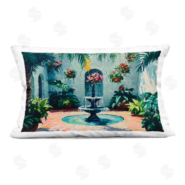 stupell industries Franklyn Gregory | Floral Fountain Courtyard Printed Throw Pillow