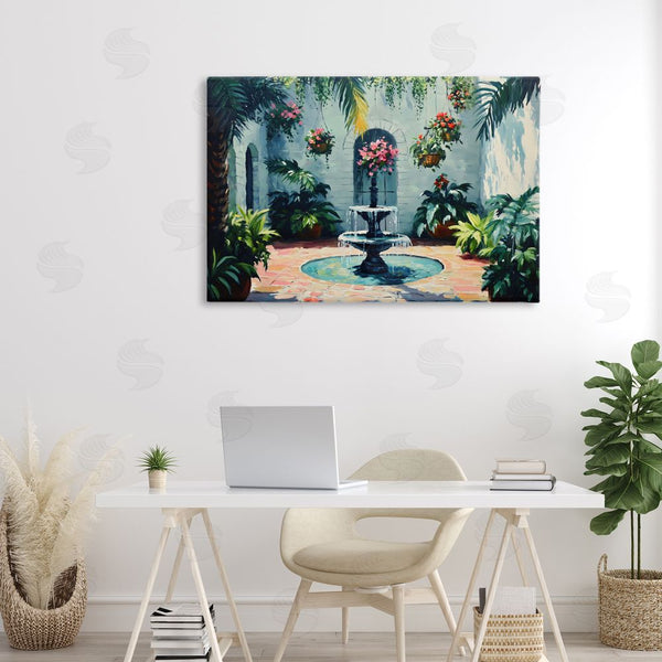 Stupell Industries Franklyn Gregory | Floral Fountain Courtyard Wall Art