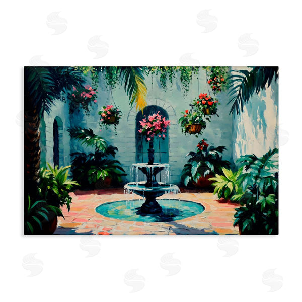 stupell industries Franklyn Gregory | Floral Fountain Courtyard Wall Art