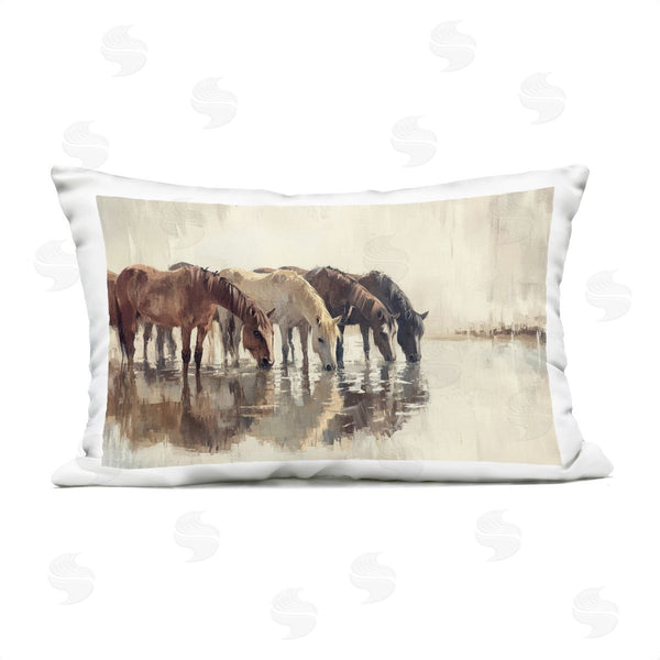 Stupell Industries Franklyn Gregory | Herd Of Horses Drinking Printed Throw Pillow