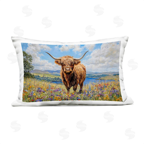 Stupell Industries Franklyn Gregory | Highland Cattle In Summer Meadow Printed Throw Pillow