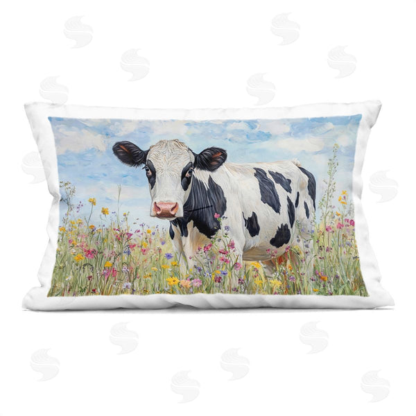 stupell industries Franklyn Gregory | Holstein Cow in Meadow Printed Throw Pillow