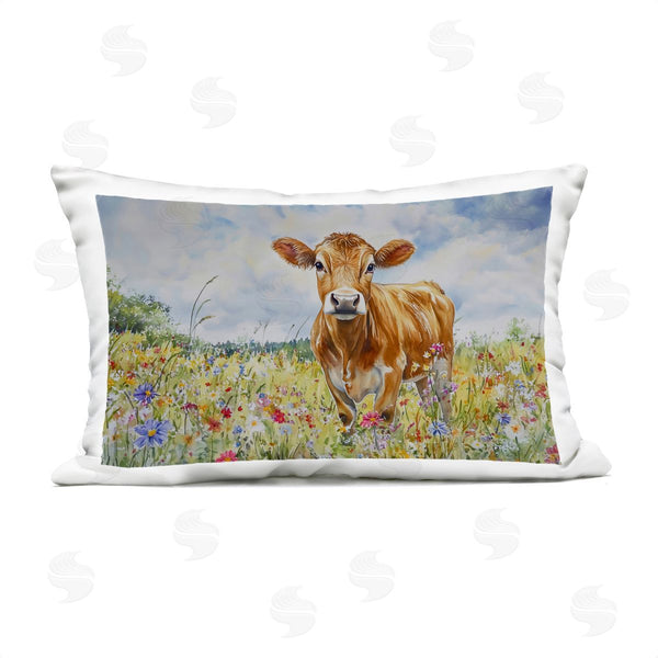 Stupell Industries Franklyn Gregory | Jersey Cow In Meadow Printed Throw Pillow