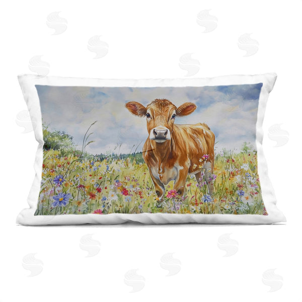 stupell industries Franklyn Gregory | Jersey Cow in Meadow Printed Throw Pillow