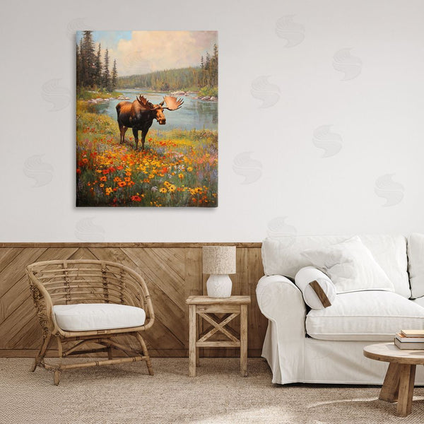 Stupell Industries Franklyn Gregory | Moose Grazing In The Flowers Wall Art