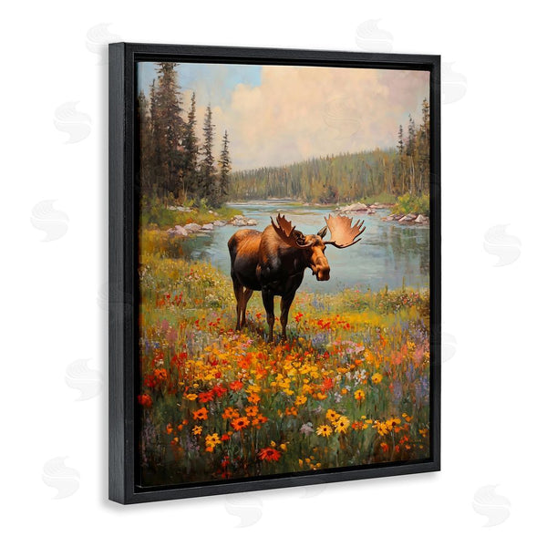 Stupell Industries Franklyn Gregory | Moose Grazing In The Flowers Wall Art