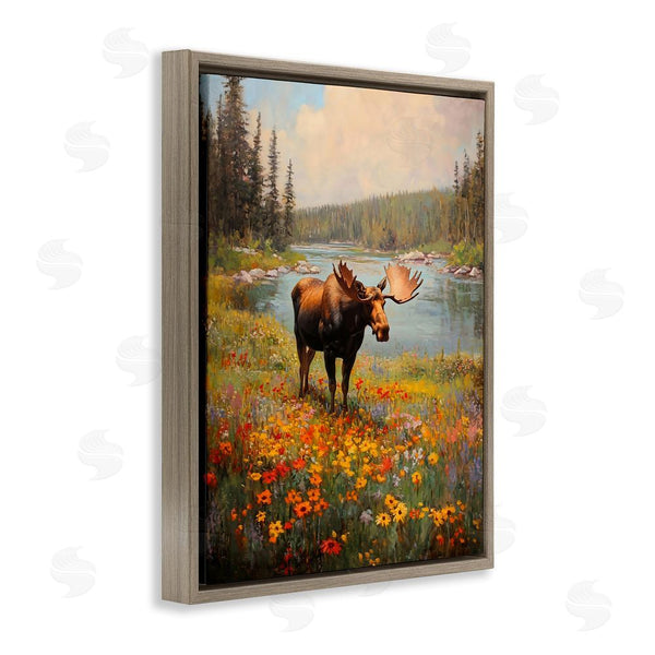 Stupell Industries Franklyn Gregory | Moose Grazing In The Flowers Wall Art