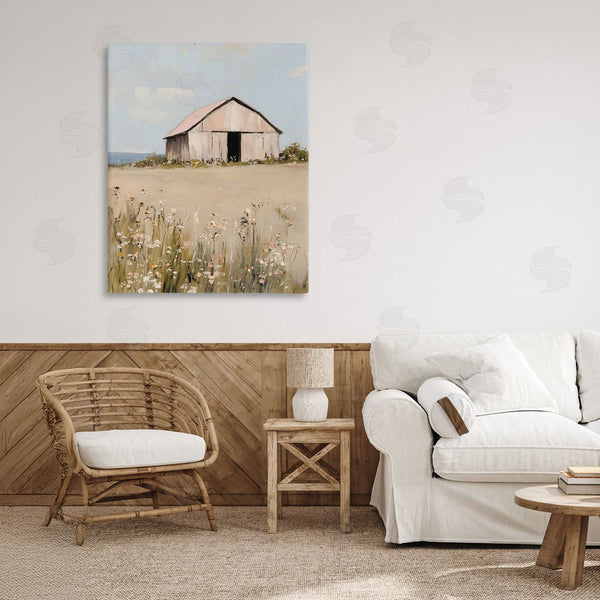 Stupell Industries Franklyn Gregory | Pretty Pink Barn Landscape Wall Art