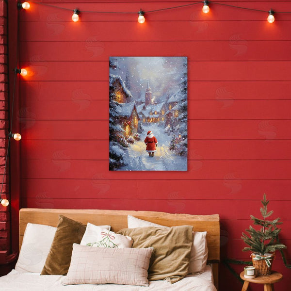 Stupell Industries Franklyn Gregory | Santa Strolling Christmas Village Wall Art