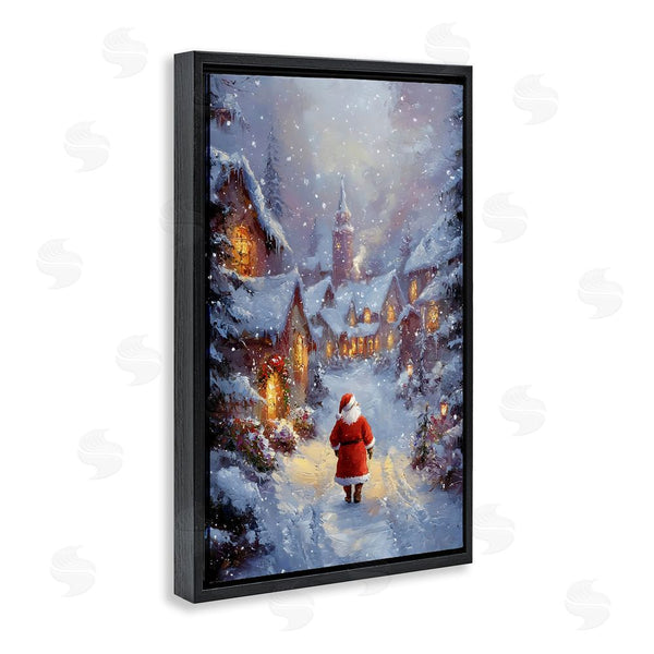 Stupell Industries Franklyn Gregory | Santa Strolling Christmas Village Wall Art