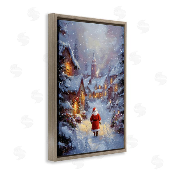 Stupell Industries Franklyn Gregory | Santa Strolling Christmas Village Wall Art