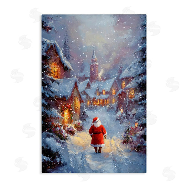 stupell industries Franklyn Gregory | Santa Strolling Christmas Village Wall Art